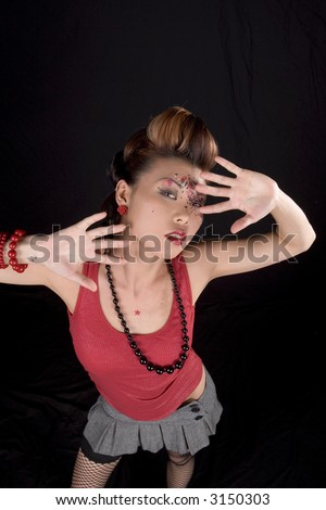 punk makeup pics. stock photo : Asian Model with Punk Makeup
