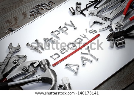 Happy Father's Day! Words created by screws, nails, etc.