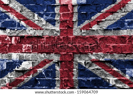 UK flag  painted on brick wall