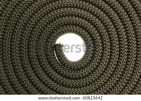 Closeup of spiral rope. Isolated on white background