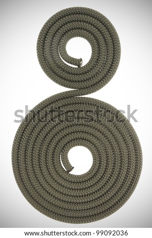two parallel spirals from rope. isolated on white background
