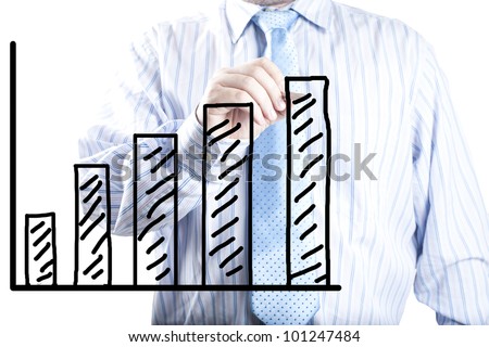 Business man hand drawing a chart. Concept for business growth