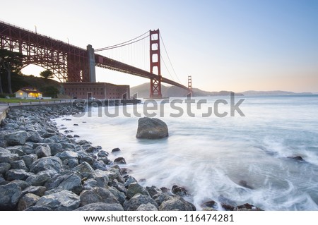 Golden Gate Bride at sunset. San Francisco, California, USA