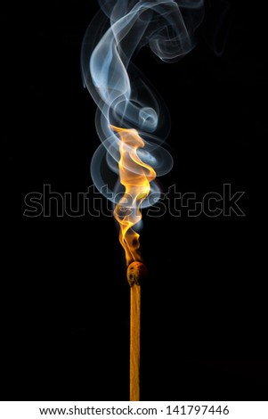 Match light with fire and smoke