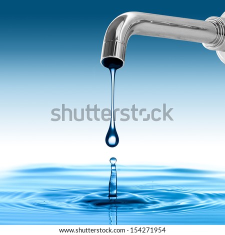 water drop from water tap. Concept for environmental conservation