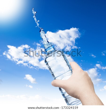 Hand holding water bottle
