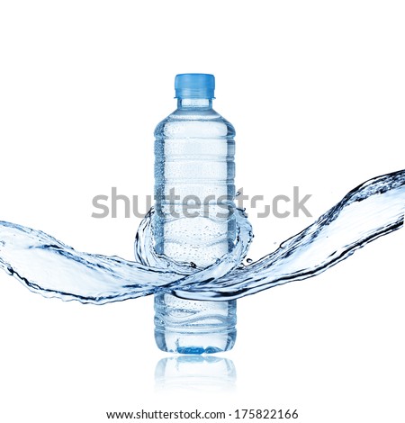 Water splash on water bottle