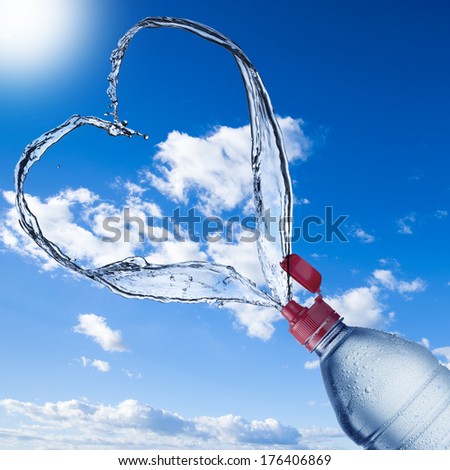 Water Bottle with splash to for heart shape water splash