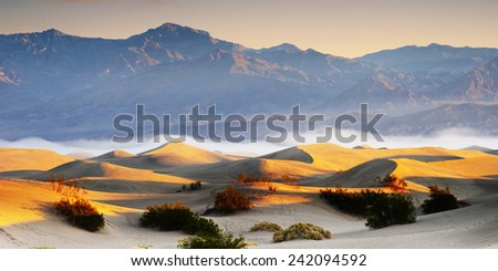 Desert Sand Dunes with Beautiful Mountain View in the Background