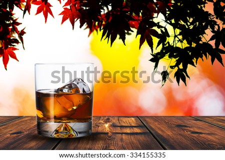 Glass of Whiskey on Wood Table