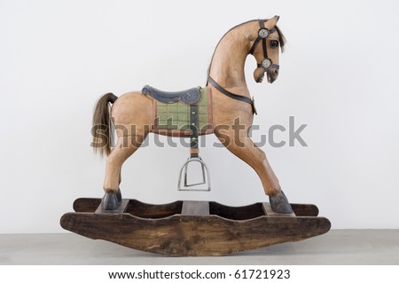 vintage rocking horse isolated on white background