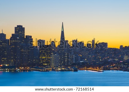 San Francisco financial district at sunset, United States of America