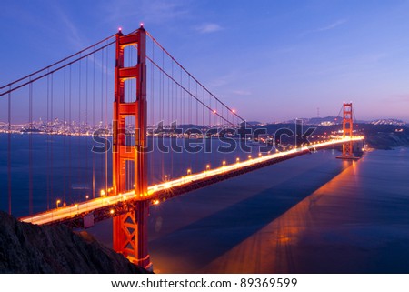 Golden Gate bridge at twilight. San Francisco, USA.