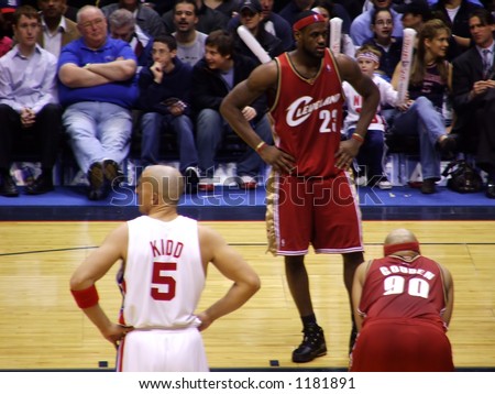LeBron James, Jason Kidd, and Drew Gooden - stock photo