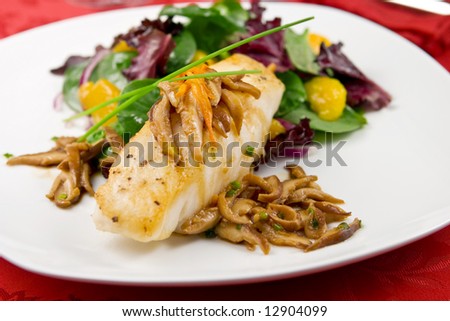 Sea bass with shiitake mushrooms
