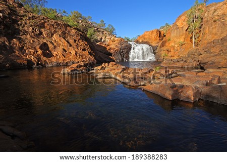 Small waterfall and pool with clear water Kakadu National Park Australia Small waterfall and pool with clear water Kakadu National Park Australia