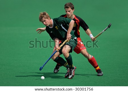 SOUTH AFRICA - MARCH 14: Action during an international men's field hockey game between Germany and South Africa (Germany won 4-3), Bloemfontein, South Africa, 14 March 2009