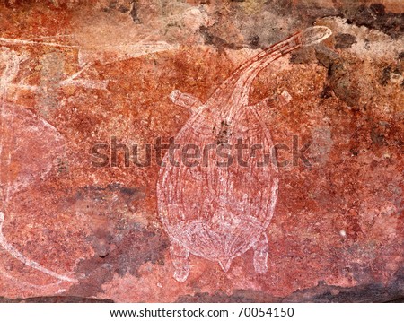 Aboriginal rock art depicting a turtle, Ubirr, Kakadu National Park, Northern Territory, Australia