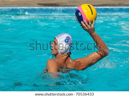 BLOEMFONTEIN, SOUTH AFRICA - JANUARY 28: Unidentified water polo player in action during the annual Grey College water polo tournament on January 28, 2011 in Bloemfontein, South Africa