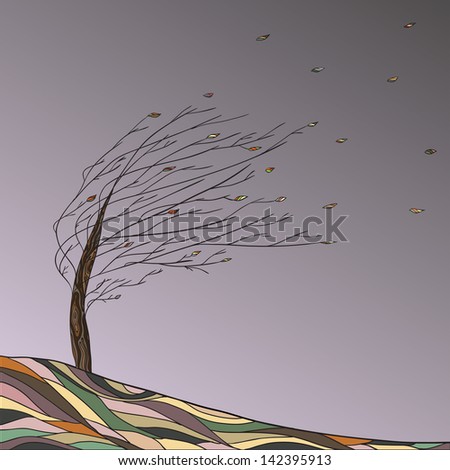 Autumn landscape with tree