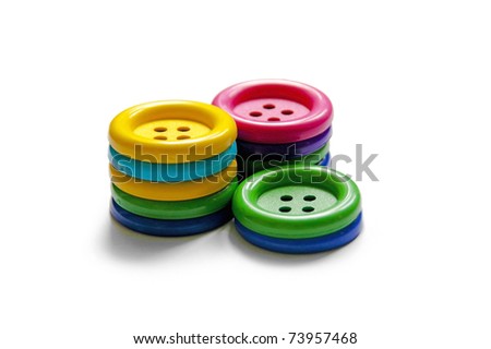 three columns of multi-colored buttons with shadow isolated on white background