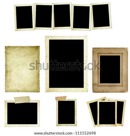 Collection of vintage photo frames or borders isolated on white Collection of vintage photo frames or borders isolated on white