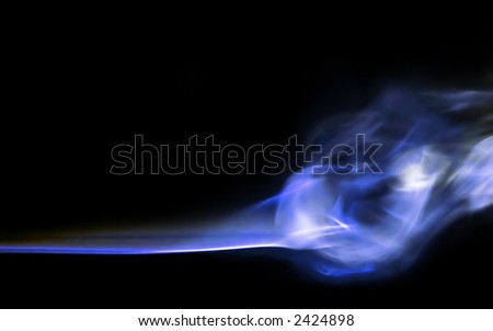 Silky-smooth blue tinged smoke, with black background.