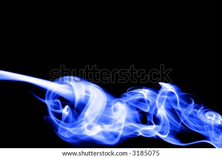 Blue smoke trails, with black background.