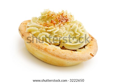 Potato and Leek Pie, isolated on white.