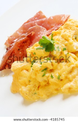 Scrambled eggs and bacon.