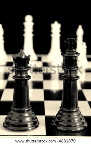 Partners ~ king and queen about to commence the chess battle.