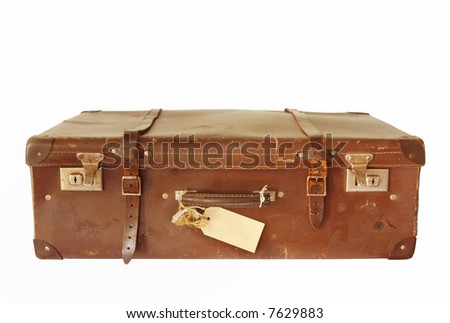brown leather suitcase. rown leather suitcase,