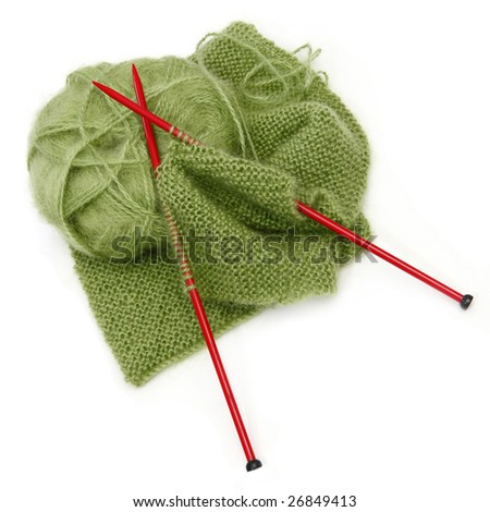 knitted wool scarf. stock photo : Knitting yarn