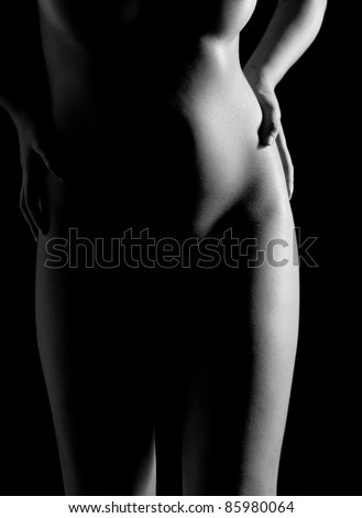 woman nude body in black and white front and back