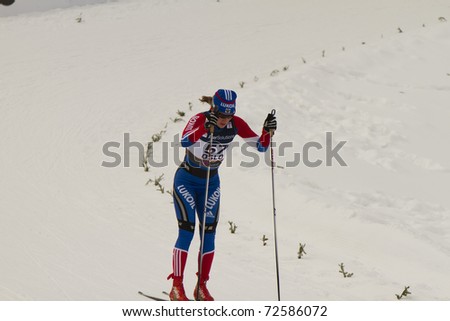 OSLO - FEB 24: FIS Nordic World Ski Championship, Yulia Tchekaleva, Holmenkollen, Oslo February 24, 2011 in Oslo, Norway