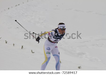 OSLO - FEB 24: FIS Nordic World Ski Championship, Charlotte Kalla, Holmenkollen, Oslo February 24, 2011 in Oslo, Norway