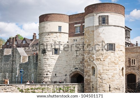 The Tower of London medieval gothic castle and prison architecture landmark in England Britain UK United Kingdom Europe