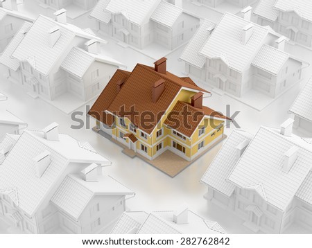 Real Estate Matrix. Composition on the subject of \'Real Estate Market\'. 3D rendered image.