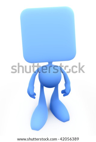 Faceless Cartoon Man With The Box-shaped Head (was Left Blank To Fill 