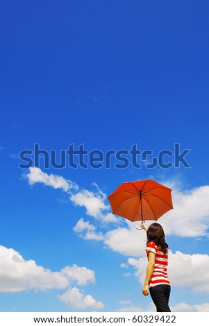 Red umbrella woman