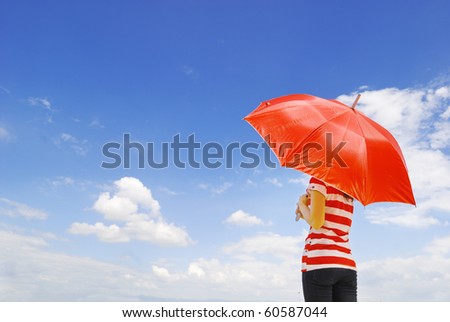 Red umbrella woman