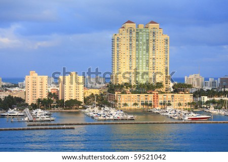 yacht ship on the sea in Miami ,Florida , USA.