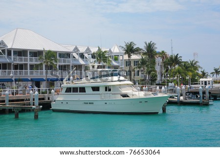 Yacht ship park in pier of key west , Florida.