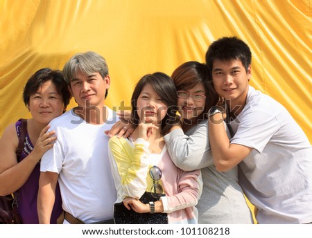 face of asian family people  take a photo together