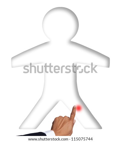 hand pointing to human body part