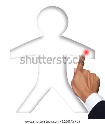 hand pointing to human body part