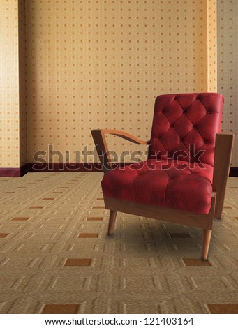 red sofa in vintage room design