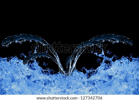 blue water splashing on black use as water splashing background