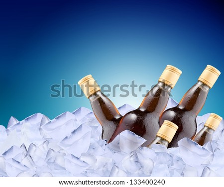 cool drink in ice and blue background