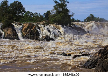 khon papeng water falls or mekong river in champasak southern of laos beatiful natural land mark and destination